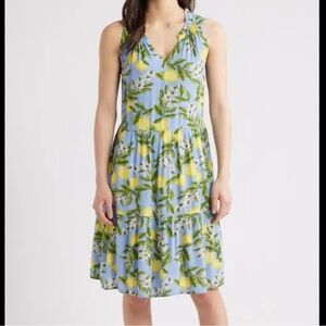 Beach Lunch Lounge lemon drop tiered ruffle dress women small